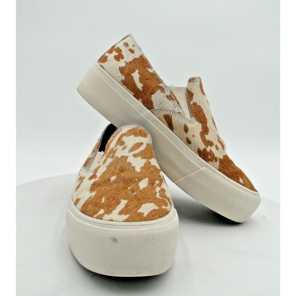 SeaVees Baja Women Sz 6.5 Platform Mulholland Cowhide Sneakers Tan Ivory Slip On